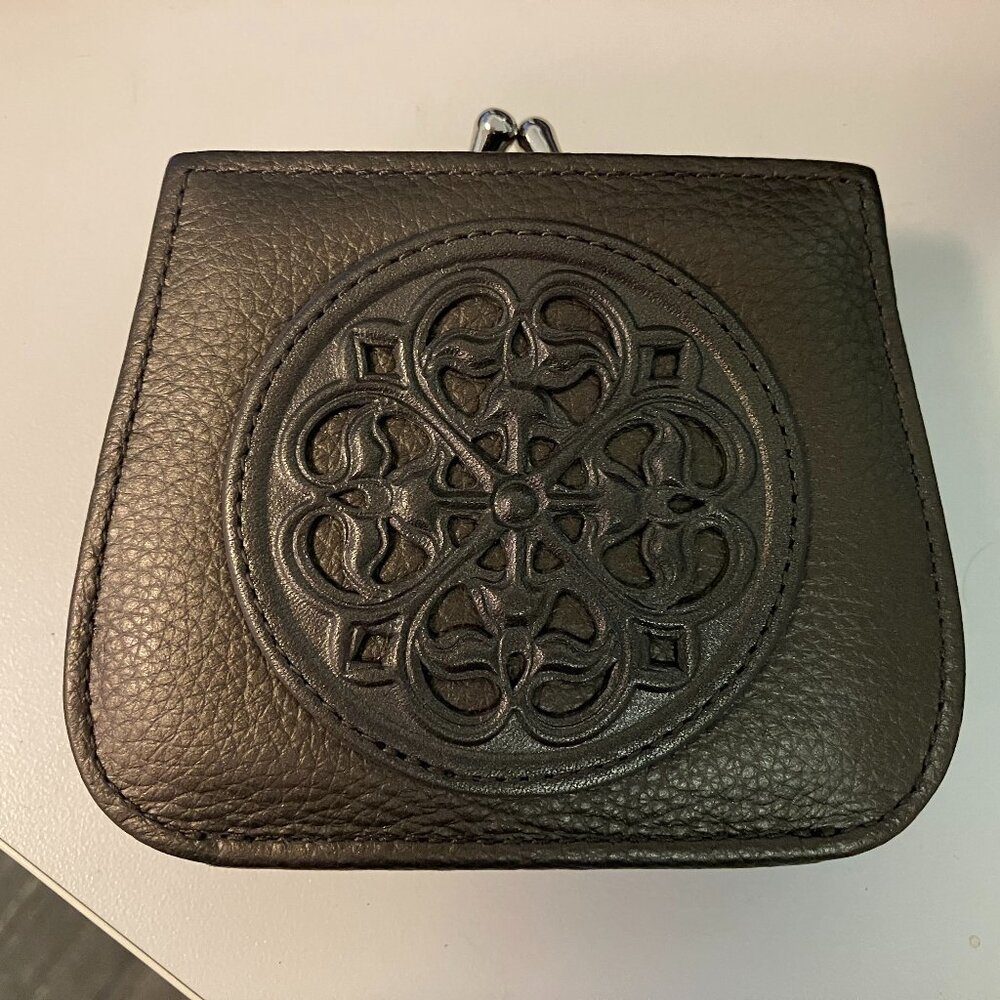 Brighton Dark Leather Wallet with Ornate Pattern